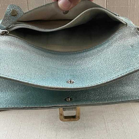 Jimmy Choo Women Wallet Cardholder Blue Leather Wristlet Clutch Purse Made Italy - Picture 8 of 12